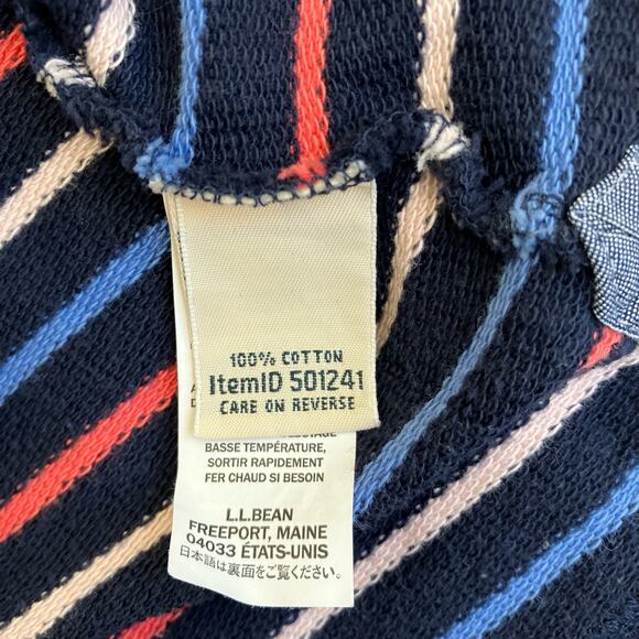 L.L. Bean Sz S Soft Cotton Rugby Henley Pullover Navy Pink Striped Casual Preppy - Picture 10 of 16